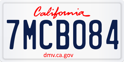 CA license plate 7MCB084