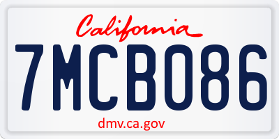 CA license plate 7MCB086