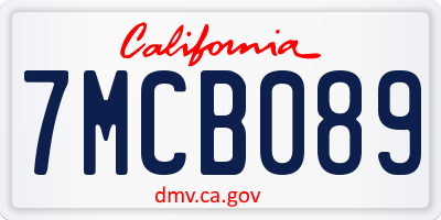 CA license plate 7MCB089