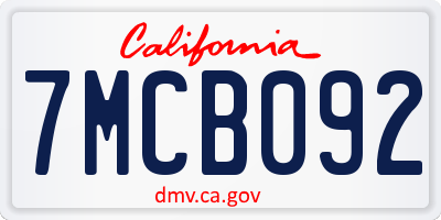 CA license plate 7MCB092