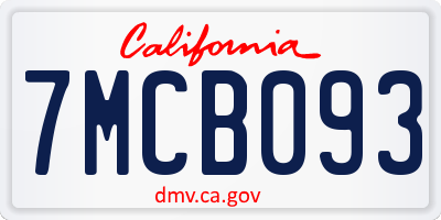 CA license plate 7MCB093