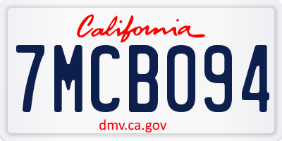 CA license plate 7MCB094