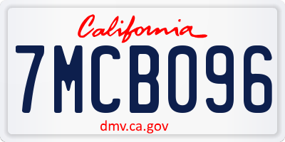 CA license plate 7MCB096
