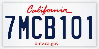 CA license plate 7MCB101
