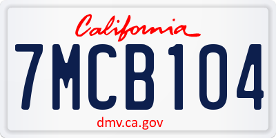 CA license plate 7MCB104