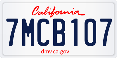 CA license plate 7MCB107