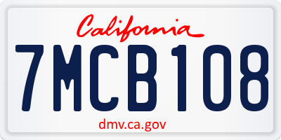 CA license plate 7MCB108