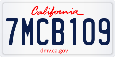 CA license plate 7MCB109