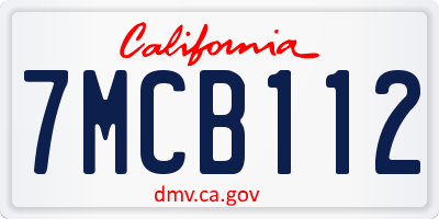 CA license plate 7MCB112
