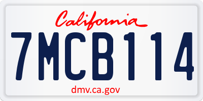 CA license plate 7MCB114