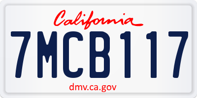 CA license plate 7MCB117