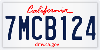 CA license plate 7MCB124