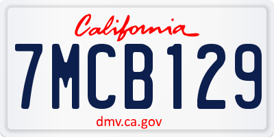 CA license plate 7MCB129