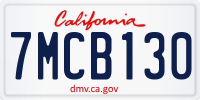 CA license plate 7MCB130