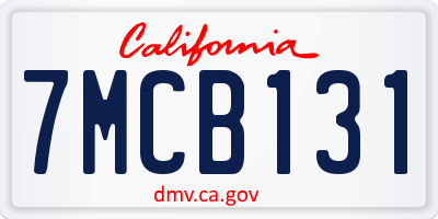CA license plate 7MCB131