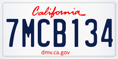 CA license plate 7MCB134