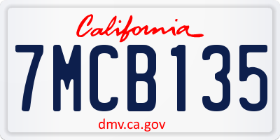 CA license plate 7MCB135