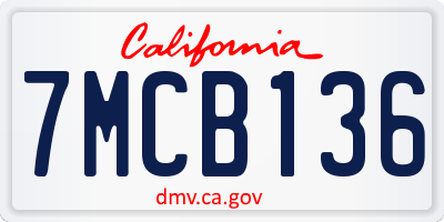 CA license plate 7MCB136
