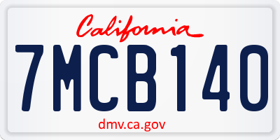 CA license plate 7MCB140