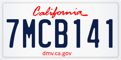 CA license plate 7MCB141
