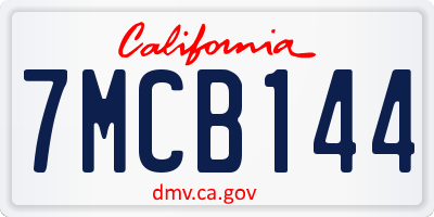 CA license plate 7MCB144