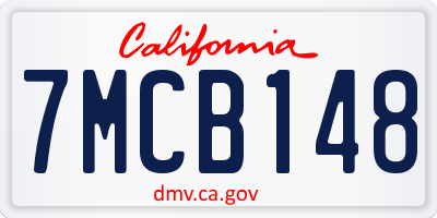 CA license plate 7MCB148