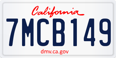 CA license plate 7MCB149