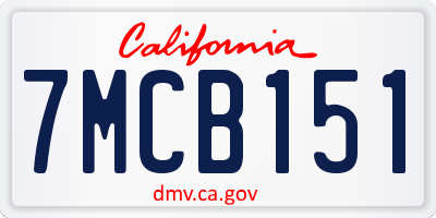 CA license plate 7MCB151