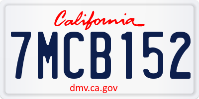 CA license plate 7MCB152