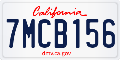 CA license plate 7MCB156