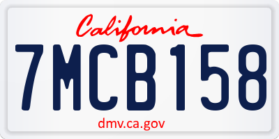 CA license plate 7MCB158