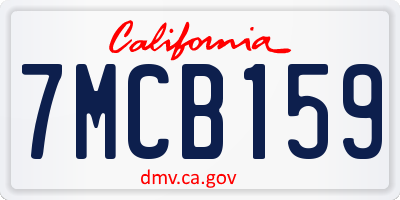 CA license plate 7MCB159