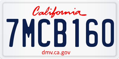 CA license plate 7MCB160