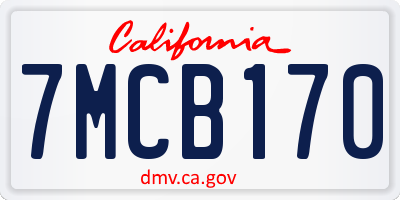 CA license plate 7MCB170