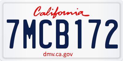 CA license plate 7MCB172