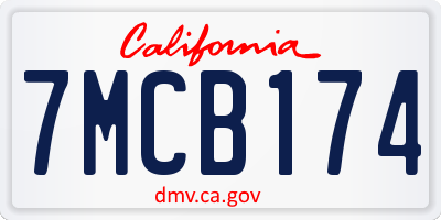 CA license plate 7MCB174