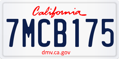 CA license plate 7MCB175