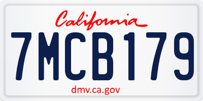 CA license plate 7MCB179