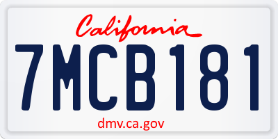 CA license plate 7MCB181