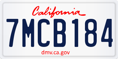 CA license plate 7MCB184