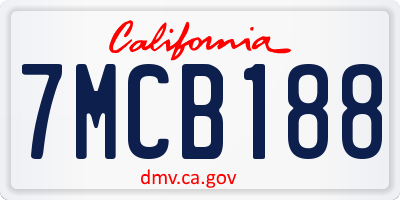 CA license plate 7MCB188