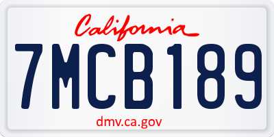 CA license plate 7MCB189
