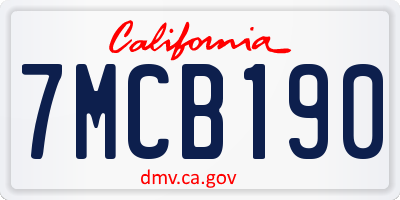 CA license plate 7MCB190