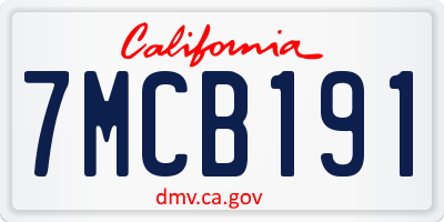 CA license plate 7MCB191