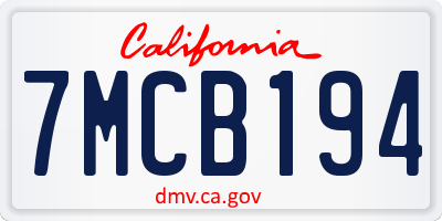 CA license plate 7MCB194