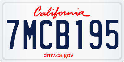 CA license plate 7MCB195