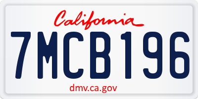 CA license plate 7MCB196