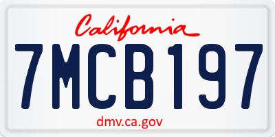 CA license plate 7MCB197