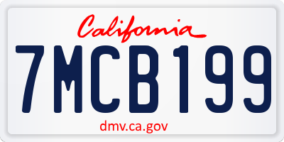 CA license plate 7MCB199