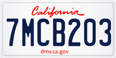 CA license plate 7MCB203